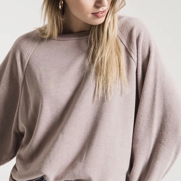 Z Supply Sold Out New Argo Fleece Pullover Soft Pink Sweatshirt Size Medium NWT - Picture 5 of 8